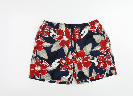 Jurado Mens Blue Floral Polyester Bermuda Shorts Size L L6 in Regular Drawstring - Swim Shorts