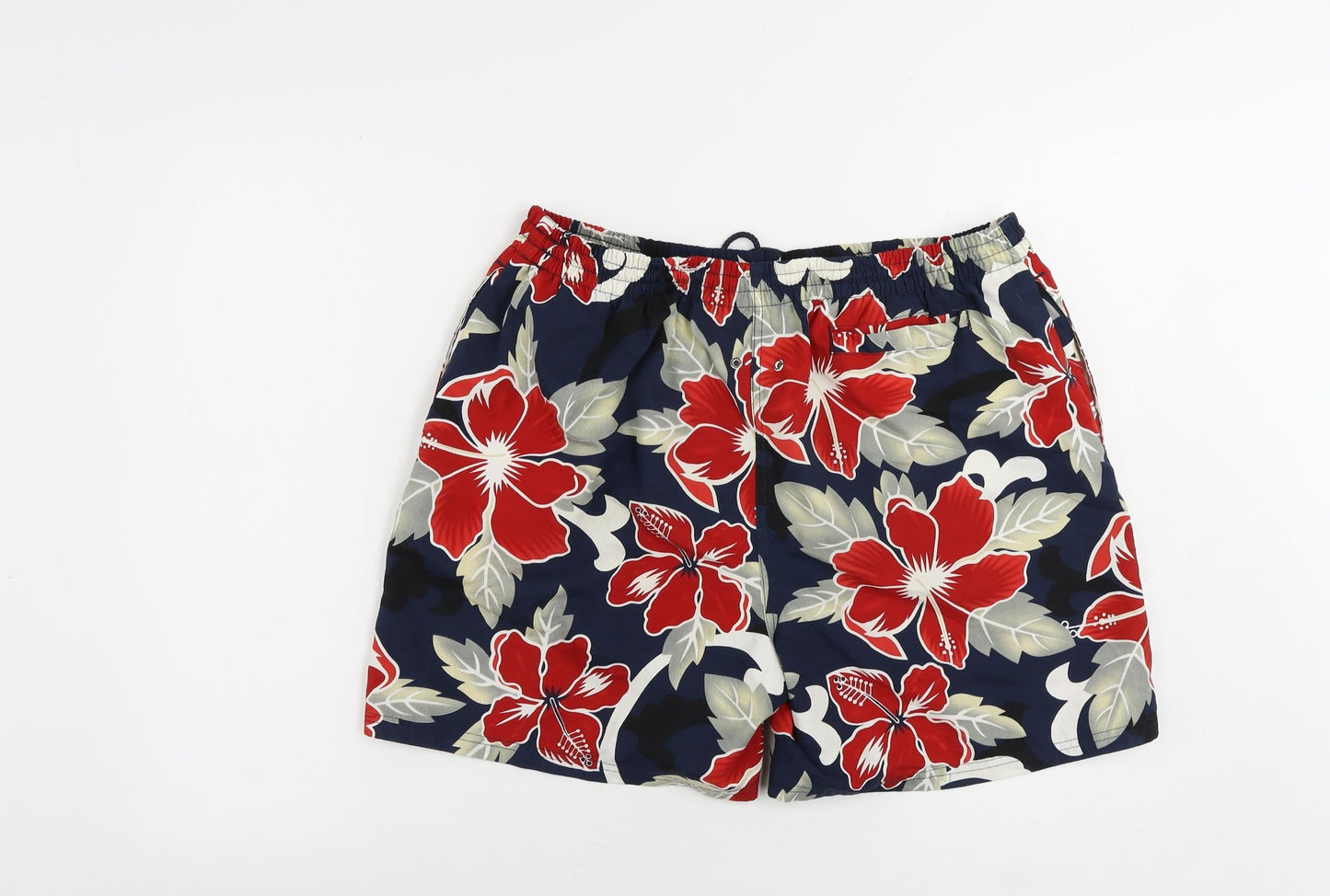 Jurado Mens Blue Floral Polyester Bermuda Shorts Size L L6 in Regular Drawstring - Swim Shorts