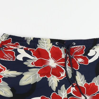 Jurado Mens Blue Floral Polyester Bermuda Shorts Size L L6 in Regular Drawstring - Swim Shorts