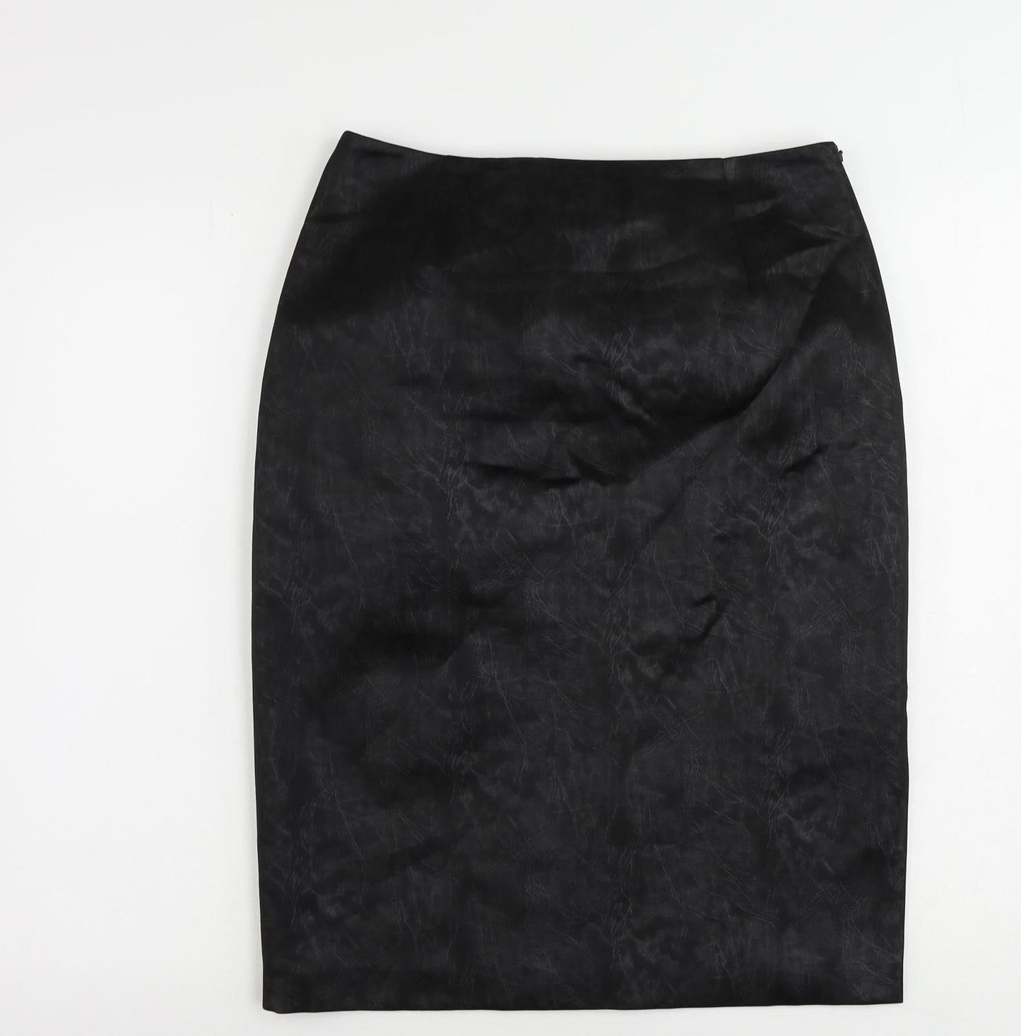 Lady H Womens Black Geometric Polyester Straight & Pencil Skirt Size 12 Zip - Lined