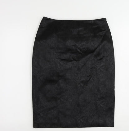 Lady H Womens Black Geometric Polyester Straight & Pencil Skirt Size 12 Zip - Lined