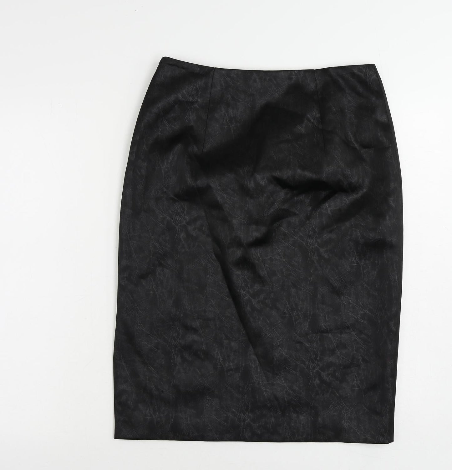 Lady H Womens Black Geometric Polyester Straight & Pencil Skirt Size 12 Zip - Lined
