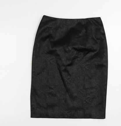 Lady H Womens Black Geometric Polyester Straight & Pencil Skirt Size 12 Zip - Lined