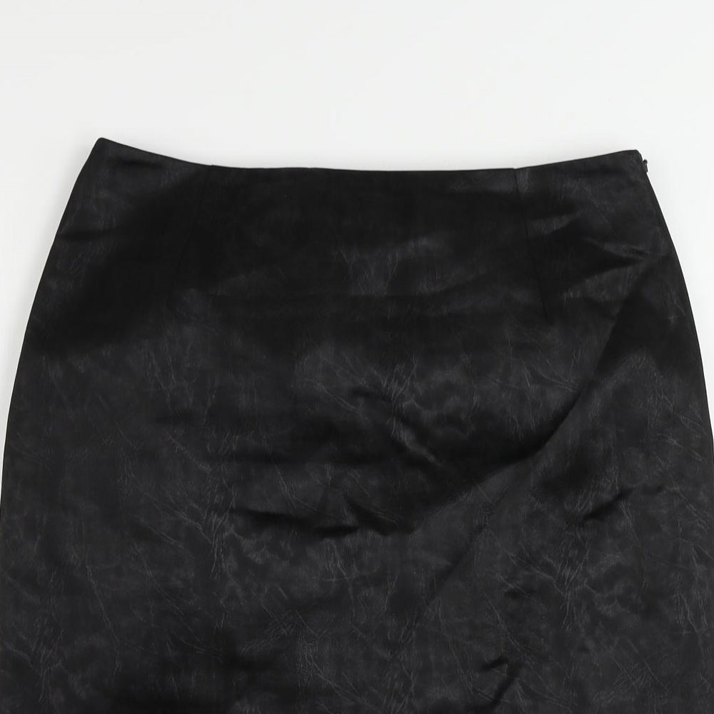 Lady H Womens Black Geometric Polyester Straight & Pencil Skirt Size 12 Zip - Lined