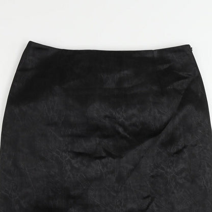 Lady H Womens Black Geometric Polyester Straight & Pencil Skirt Size 12 Zip - Lined