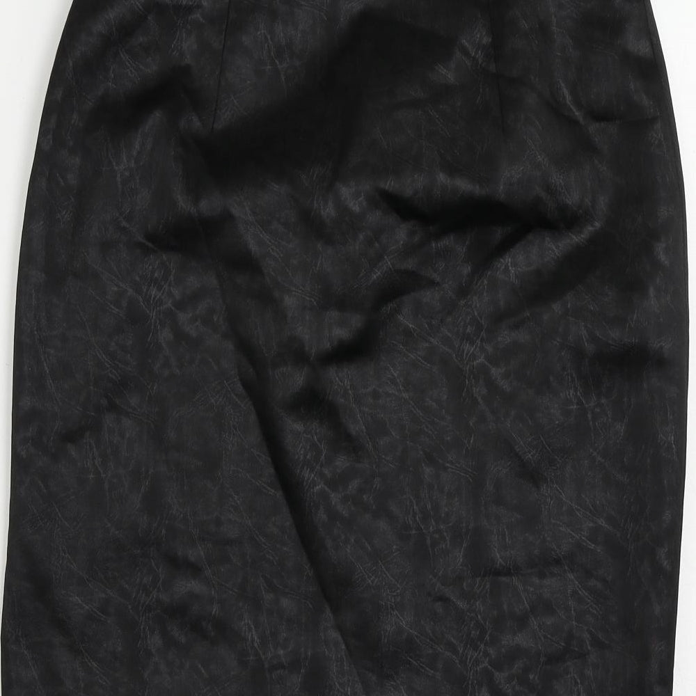 Lady H Womens Black Geometric Polyester Straight & Pencil Skirt Size 12 Zip - Lined