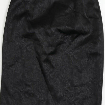 Lady H Womens Black Geometric Polyester Straight & Pencil Skirt Size 12 Zip - Lined