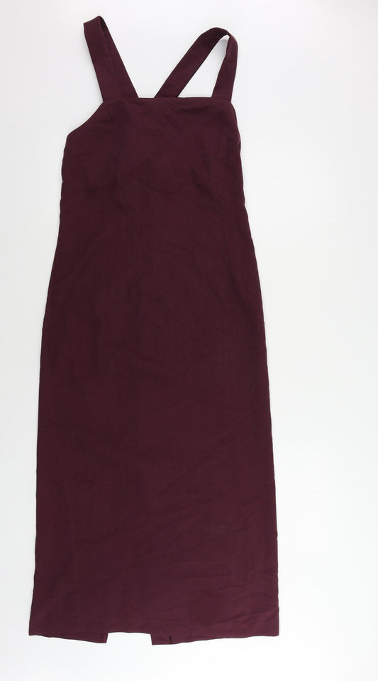 Dorothy Perkins Womens Purple Polyester Sheath Size 12 Square Neck Zip - Criss Cross Back
