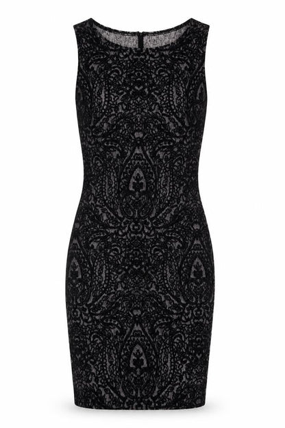 New Look Womens Black Geometric Viscose Bodycon Size 10 Boat Neck Pullover