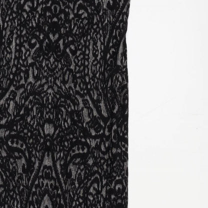 New Look Womens Black Geometric Viscose Bodycon Size 10 Boat Neck Pullover