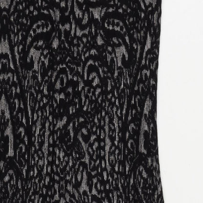New Look Womens Black Geometric Viscose Bodycon Size 10 Boat Neck Pullover