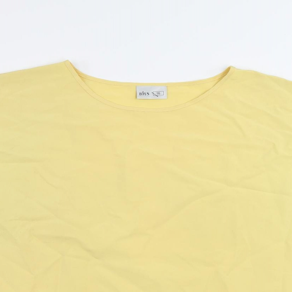 Womens UK Size 16 BHS Yellow Basic Blouse