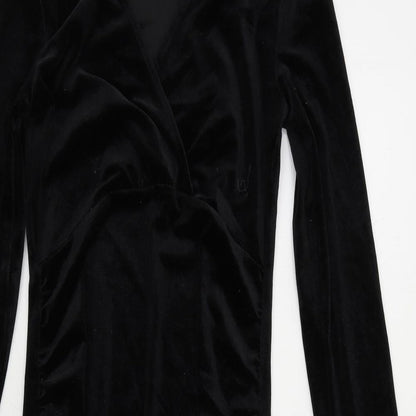 H&M Womens Black Polyester Bodycon Size S V-Neck Pullover