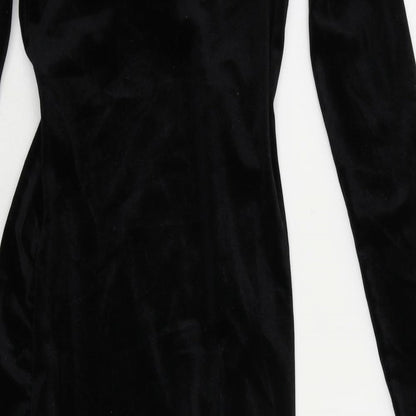 H&M Womens Black Polyester Bodycon Size S V-Neck Pullover