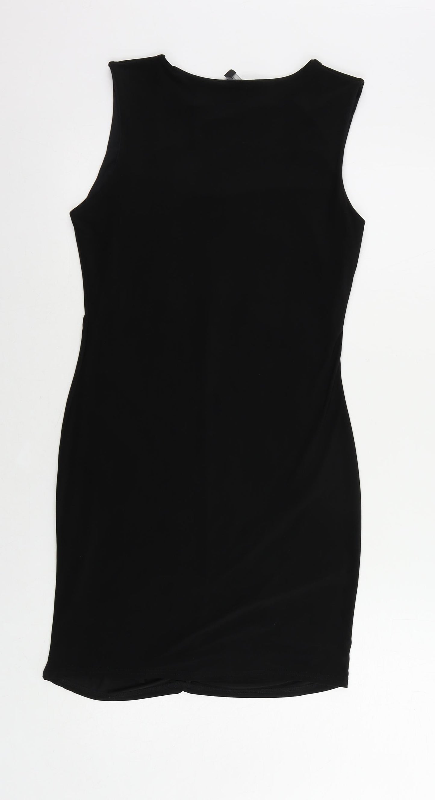 PRETTYLITTLETHING Womens Black Polyester Bodycon Size 12 V-Neck Pullover - Ruched