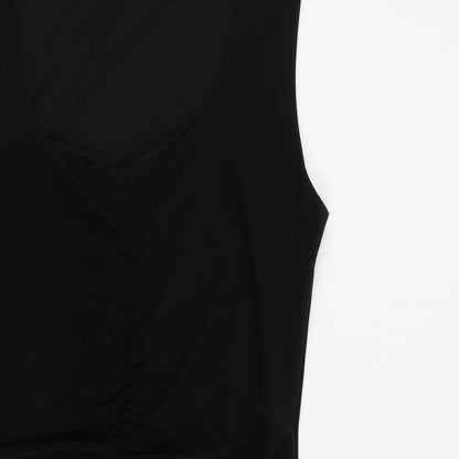 PRETTYLITTLETHING Womens Black Polyester Bodycon Size 12 V-Neck Pullover - Ruched