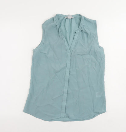 Womens UK Size 12 H&M Green Basic Button-Up