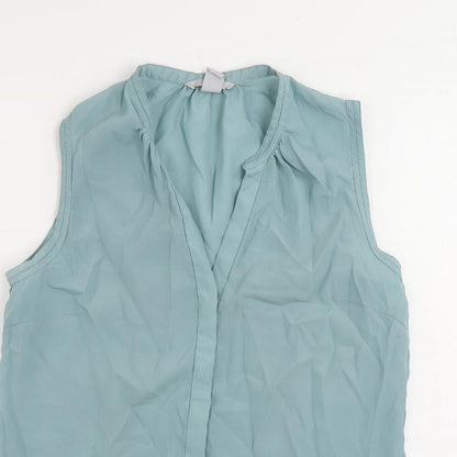 Womens UK Size 12 H&M Green Basic Button-Up