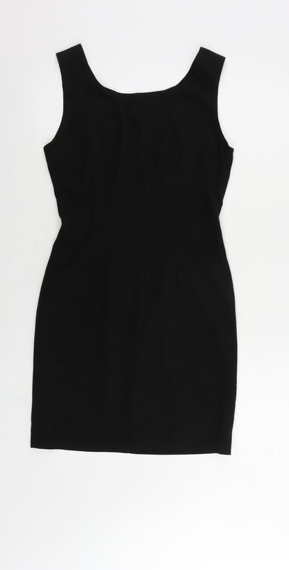Warehouse Womens Black Polyester Pencil Dress Size 10 Scoop Neck Zip