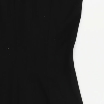 Warehouse Womens Black Polyester Pencil Dress Size 10 Scoop Neck Zip