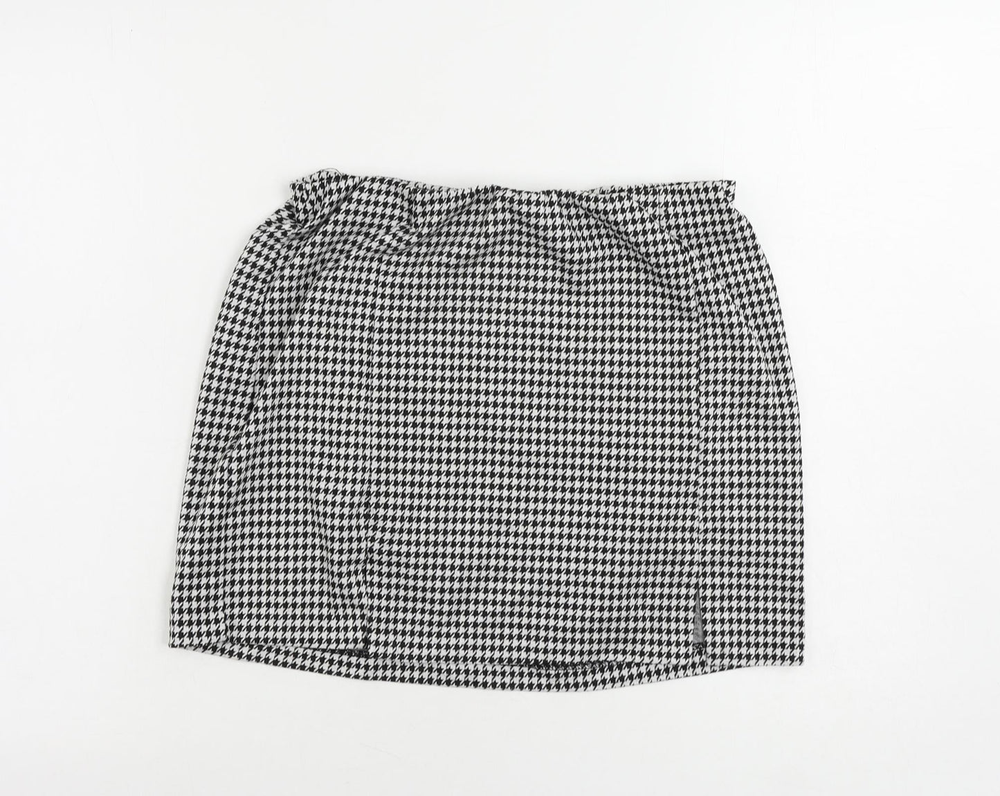 H&M Womens Black Geometric Polyester Mini Skirt Size M - Elastic Waist