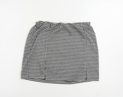 H&M Womens Black Geometric Polyester Mini Skirt Size M - Elastic Waist