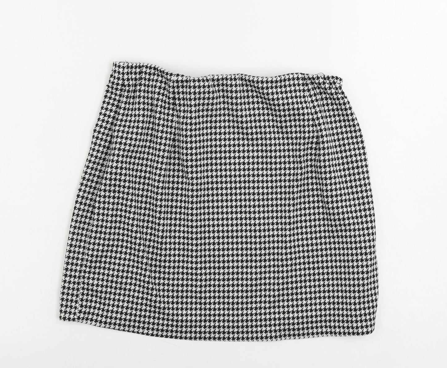 H&M Womens Black Geometric Polyester Mini Skirt Size M - Elastic Waist