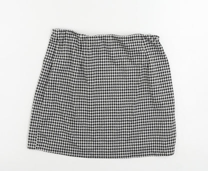 H&M Womens Black Geometric Polyester Mini Skirt Size M - Elastic Waist
