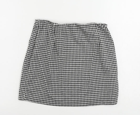 H&M Womens Black Geometric Polyester Mini Skirt Size M - Elastic Waist