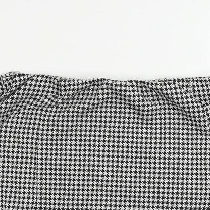 H&M Womens Black Geometric Polyester Mini Skirt Size M - Elastic Waist