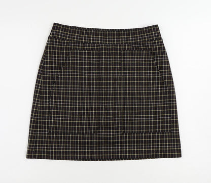 LOFT Womens Black Check Polyester Mini Skirt Size S - Elastic Waist Pockets