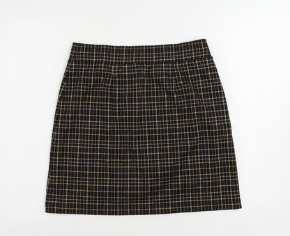 LOFT Womens Black Check Polyester Mini Skirt Size S - Elastic Waist Pockets