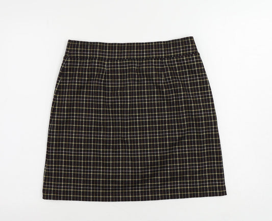 LOFT Womens Black Check Polyester Mini Skirt Size S - Elastic Waist Pockets