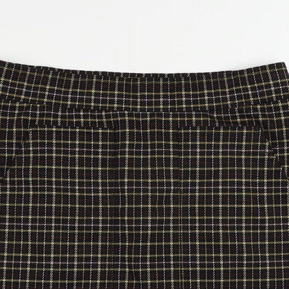 LOFT Womens Black Check Polyester Mini Skirt Size S - Elastic Waist Pockets