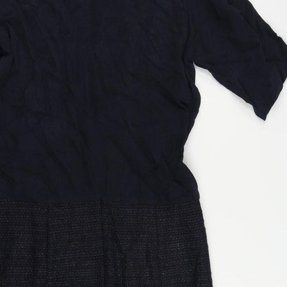 Sandwich Womens Blue Viscose A-Line Size 10 Boat Neck Zip