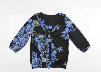 Womens UK Size 10 Therapy Black Basic Blouse