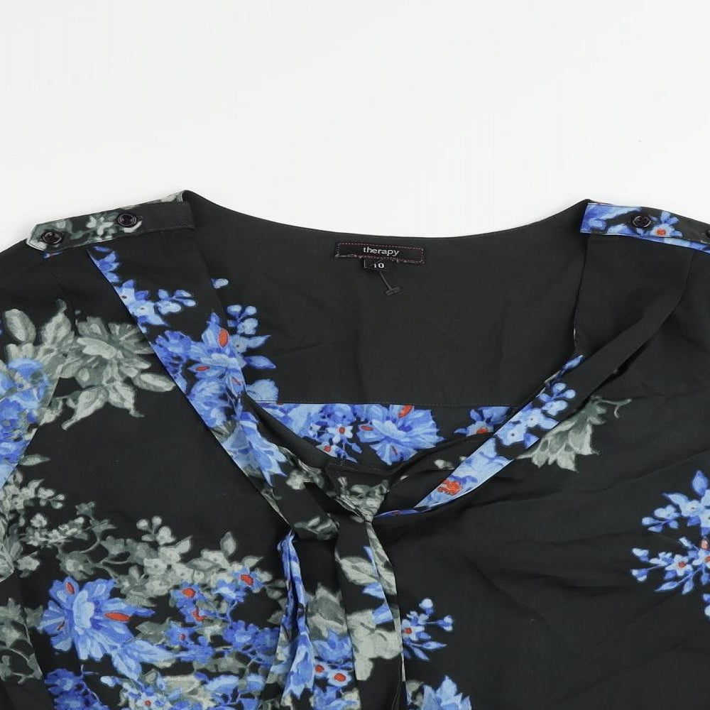 Womens UK Size 10 Therapy Black Basic Blouse