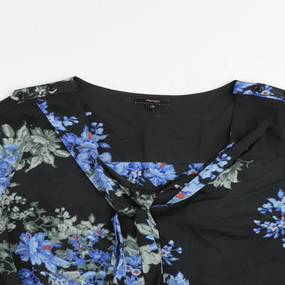 Womens UK Size 10 Therapy Black Basic Blouse