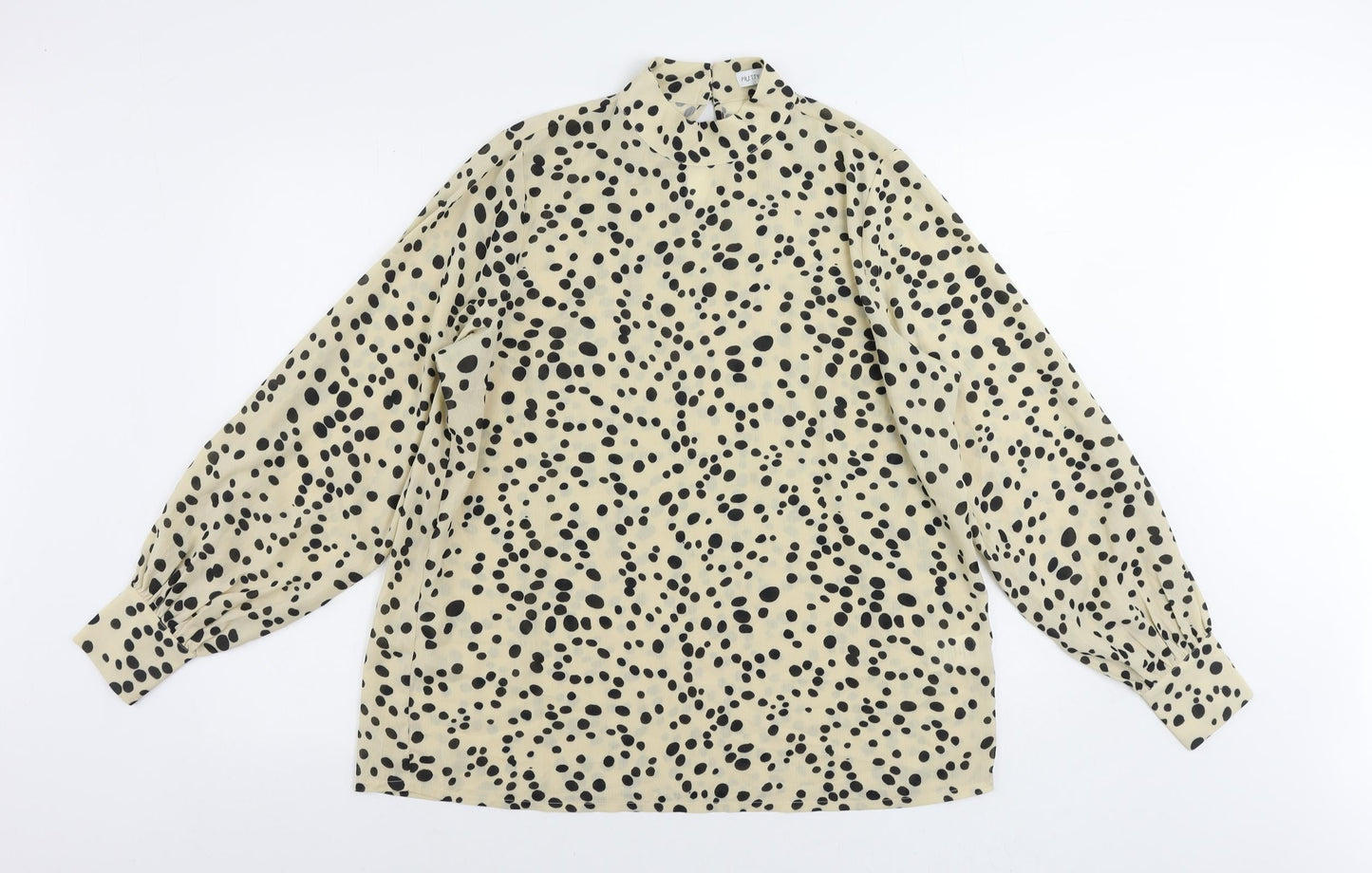 Pretty Lavish Womens Beige Animal Print Polyester Basic Blouse Size S Mock Neck - Size S-M