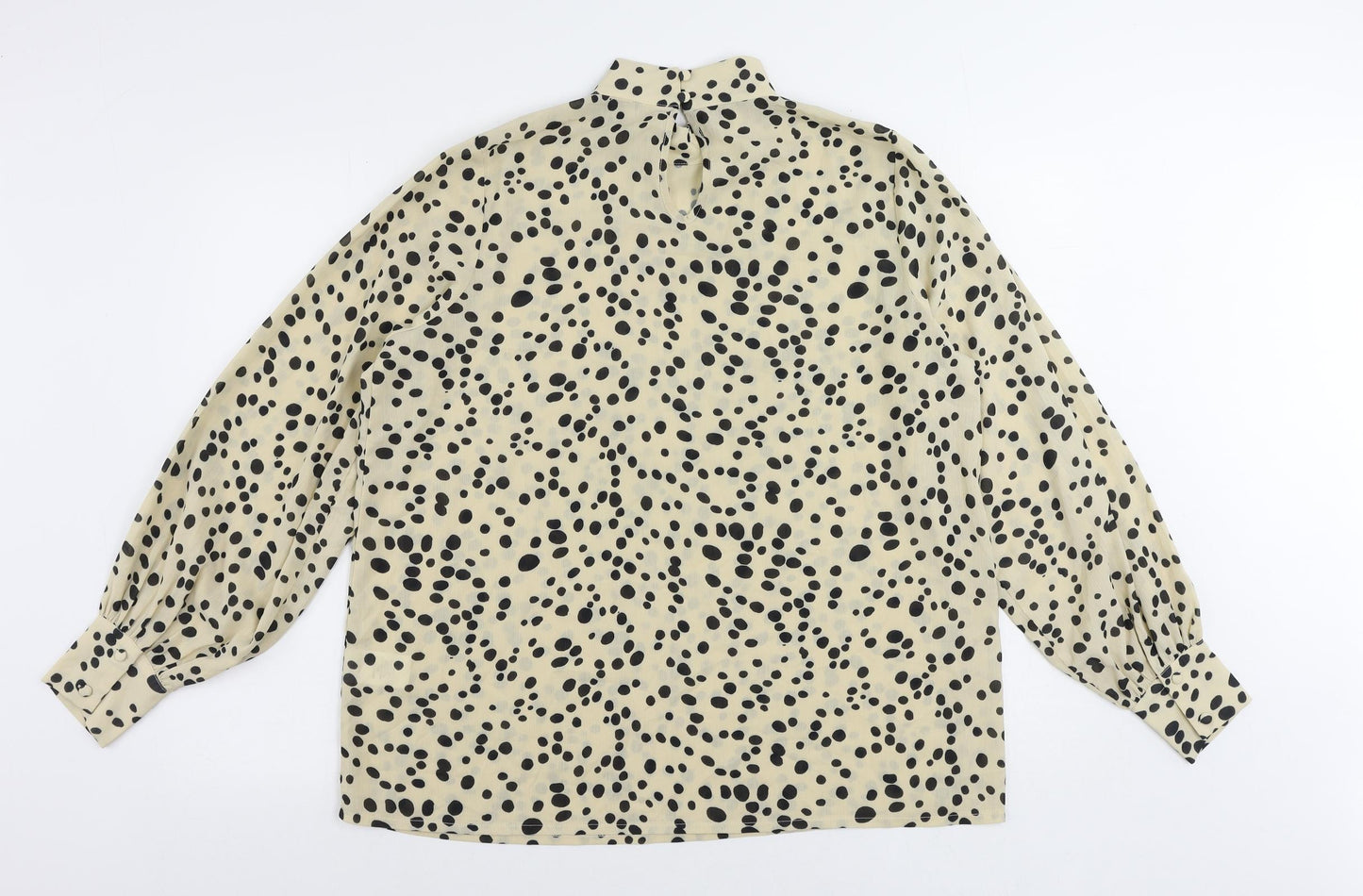 Pretty Lavish Womens Beige Animal Print Polyester Basic Blouse Size S Mock Neck - Size S-M