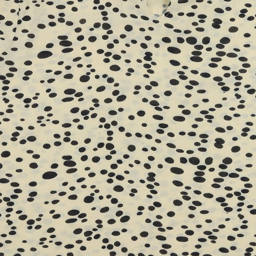 Pretty Lavish Womens Beige Animal Print Polyester Basic Blouse Size S Mock Neck - Size S-M
