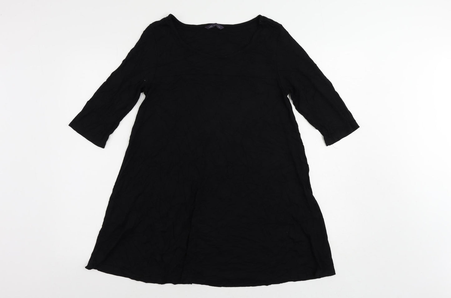 Marks and Spencer Womens Black Viscose T-Shirt Dress Size 10 Round Neck Pullover