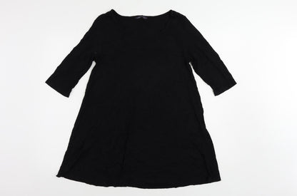 Marks and Spencer Womens Black Viscose T-Shirt Dress Size 10 Round Neck Pullover