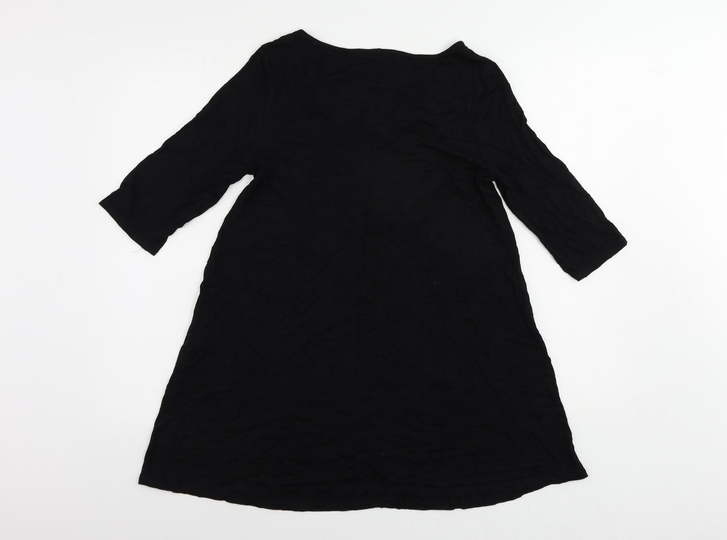 Marks and Spencer Womens Black Viscose T-Shirt Dress Size 10 Round Neck Pullover
