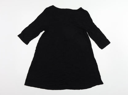 Marks and Spencer Womens Black Viscose T-Shirt Dress Size 10 Round Neck Pullover