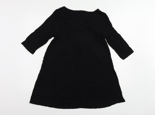 Marks and Spencer Womens Black Viscose T-Shirt Dress Size 10 Round Neck Pullover