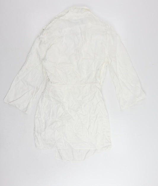 Zara Womens White Viscose Mini Size M Collared Button