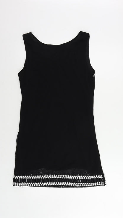 Select Womens Black Polyester Shift Size L Boat Neck Pullover - Embellished
