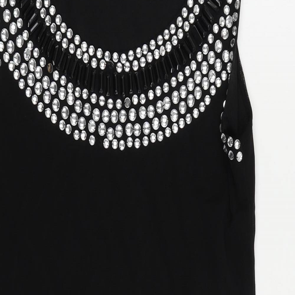 Select Womens Black Polyester Shift Size L Boat Neck Pullover - Embellished