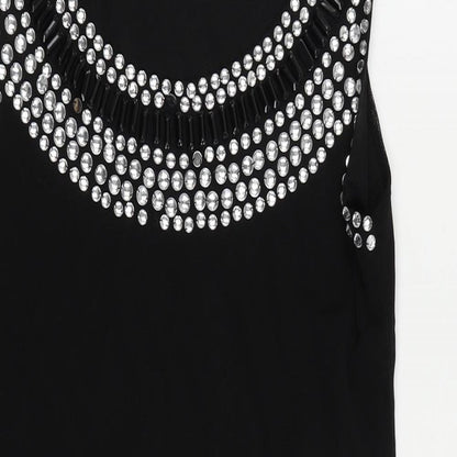 Select Womens Black Polyester Shift Size L Boat Neck Pullover - Embellished